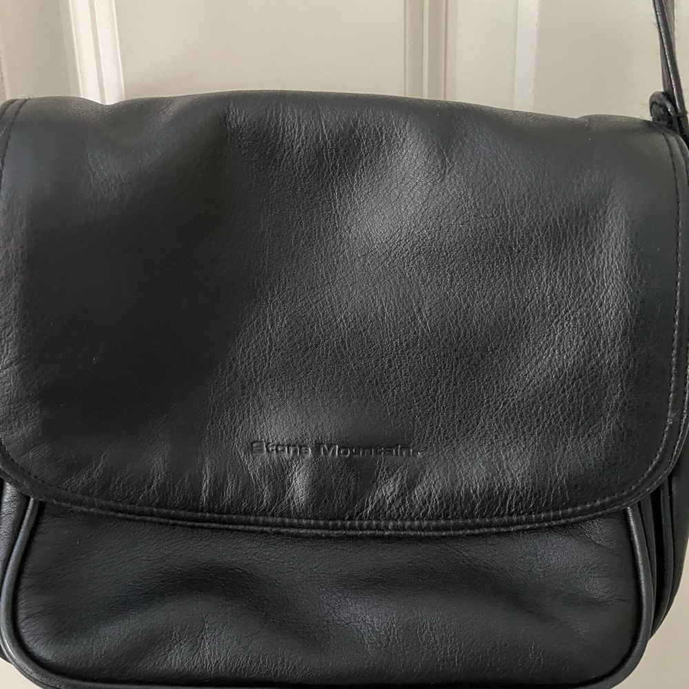 Vintage Stone Mountain Black Soft Leather Crossbody Purse Shoulder Bag USA made - Picture 14 of 16